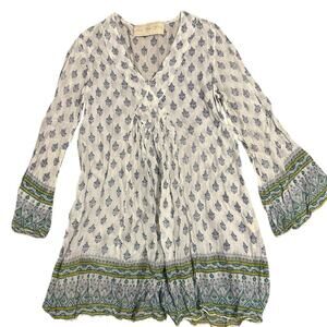 Jens pirate booty boho bell sleeve mini dress tunic top size small gypsy v neck